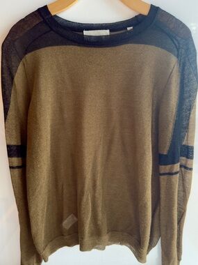 A.L.C. Olive Crewneck Sweater with Black Trim Womens M